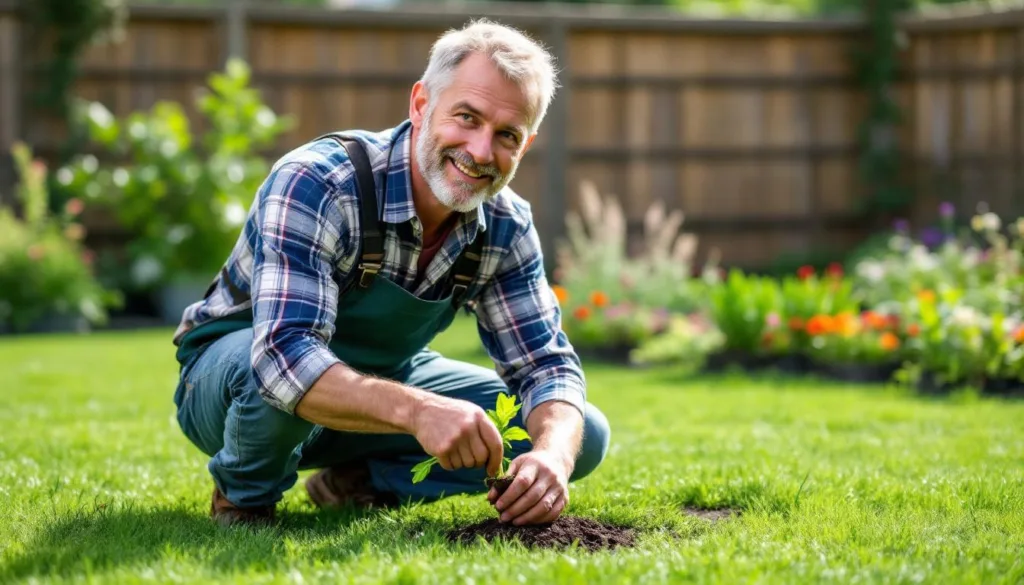 ein erfahrener gärtner zeigt, wie mikroklee effektiv kahle stellen im rasen füllt und für einen satten, grünen teppich sorgt.