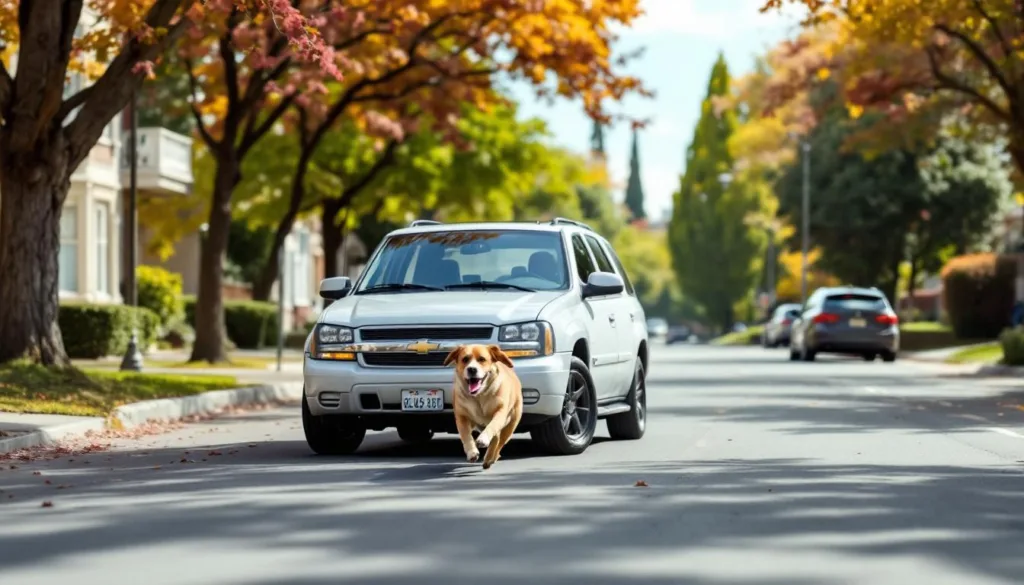 ein hund jagt verzweifelt einem auto hinterher, doch die fahrerin reagiert schnell und bremst sofort ab – eine bewegende szene voller mitgefühl und schneller reaktion.
